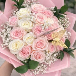 Hans wraped bouquet pink