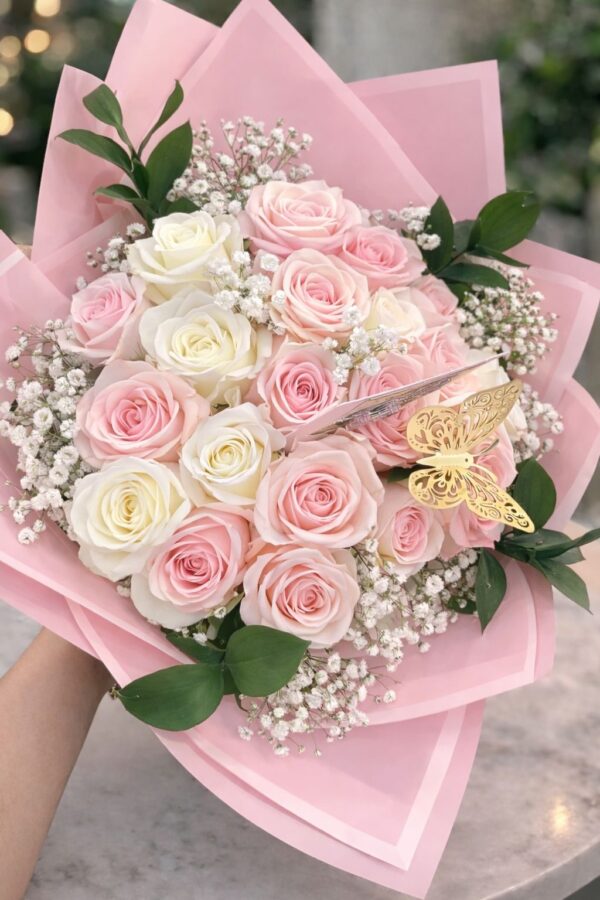 Hans wraped bouquet pink